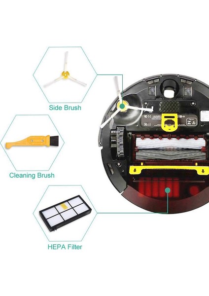 Irobot Roomba 800 900 Serisi Için Yedek Parçalar 860 870 871 880 890 805 960 980 Süpürge Aksesuarları 4 Filtre ve 4 Yan Fırça ve 1 Temizleme Fırçası (Yurt Dışından) indirimleri