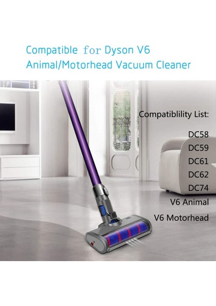 Dysons V6/dc6 Elektrikli Süpürgeler Parçaları Için Kabarık Zemin Kafa Rulo Fırça LED Işıkları ile Dönebilen Fırça Aracı A (Yurt Dışından)