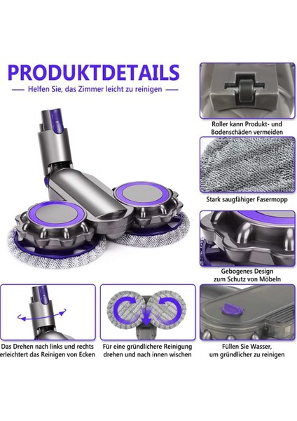 Mop Eki Dyson V7 V8 V10 V11 V15 Akülü Elektrikli Süpürge Yedek Parça Elektrikli Paspas Kafası Fırça Aksesuarları (Yurt Dışından)