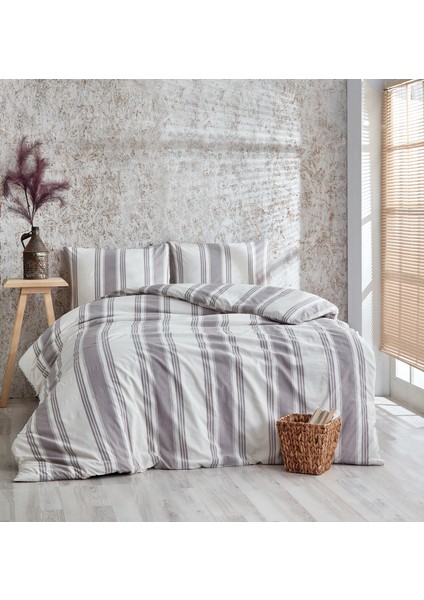 Nevresim Takımı Çift Kişilik Naturel İpliği Boyalı