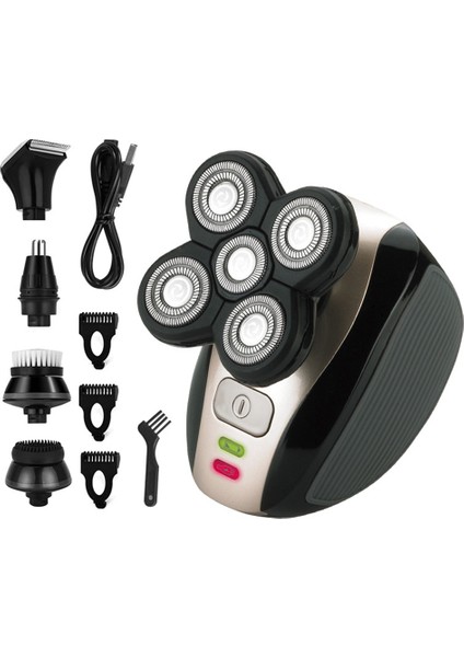 Erkekler Için 5 In 1 Elektrikli Tıraş Makinesi 4d Yüzen Kafa Traş Makineleri 5 Yüzen Kafa Sakal Burun Kulak Saç Düzeltici Jilet Makası (Yurt Dışından)