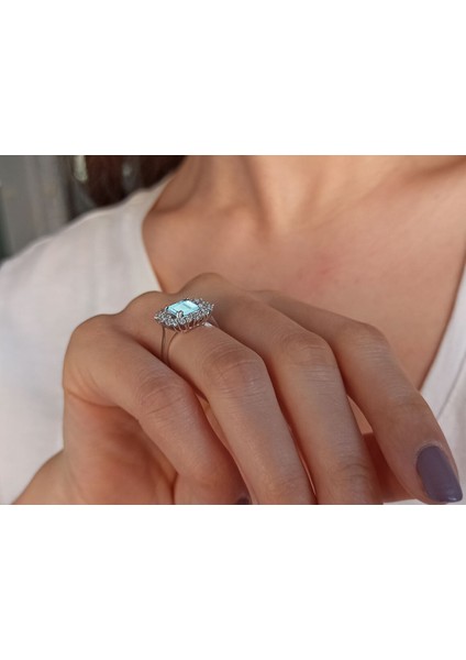 Pırlanta ve Oktagon Kesim Akuamarin Taşlı Yüzük 0423R0196 fırsatları