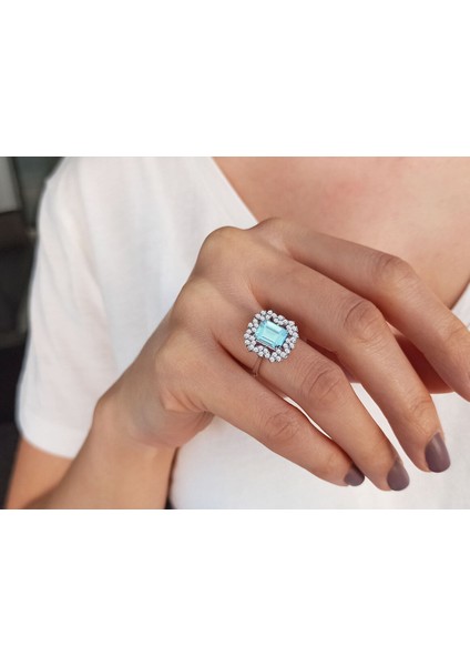 Pırlanta ve Oktagon Kesim Akuamarin Taşlı Yüzük 0423R0196 indirimleri
