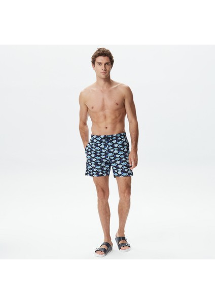 Erkek Lacivert Baskılı Deniz Şortu T35512T.4NV