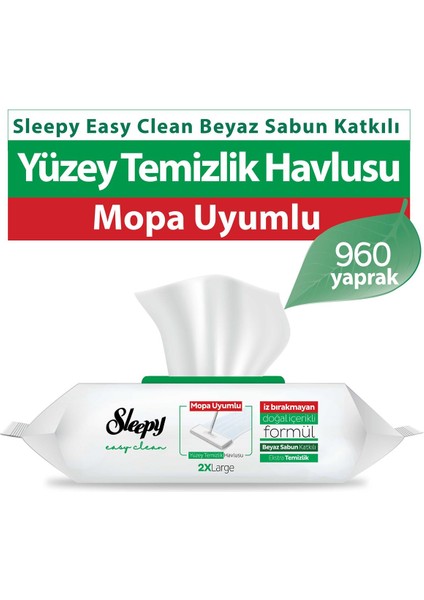 Easy Clean Beyaz Sabun Katkılı Mopa Uyumlu Yüzey Temizlik Havlusu 12X80 (960 Yaprak)