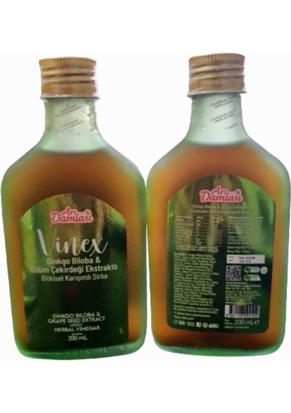 Ginko Biloba & Üzüm Çekirdeği Ekstraktlı Bitkisel Karışımlı Sirke 200 ml 2 Adet