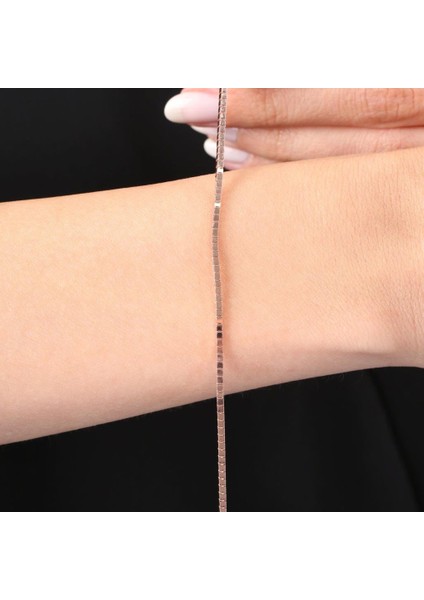 Italyan Tasarım Parıltılı Küpler Rose Renk Gümüş Bileklik