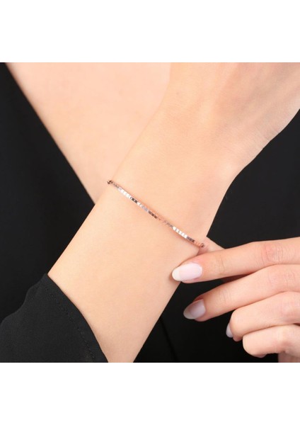 Italyan Tasarım Parıltılı Küpler Rose Renk Gümüş Bileklik fiyatları