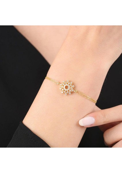 Pırlanta Montür Işıltı Evreni Gold Renk Gümüş Bileklik fiyatları