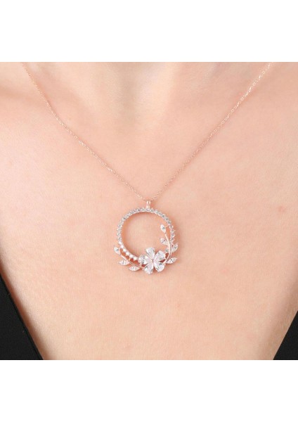 Pırlanta Montür Işıltı Tacı Rose Renk Flowers Gümüş Kolye fiyatları