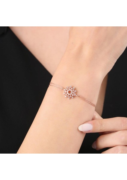 Pırlanta Montür Işıltı Evreni Rose Renk Gümüş Bileklik fiyatları