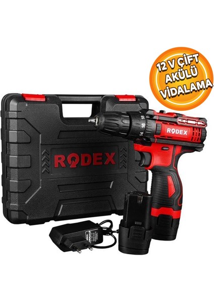 RDX3321 Şarjlı Akülü Matkap 12 V Çift Akülü Vidalama