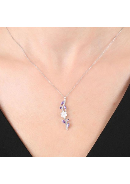 Ametist Taşlı Manolya Çiçeği Zarafet Bağı Flowers Gümüş Kolye fiyatları
