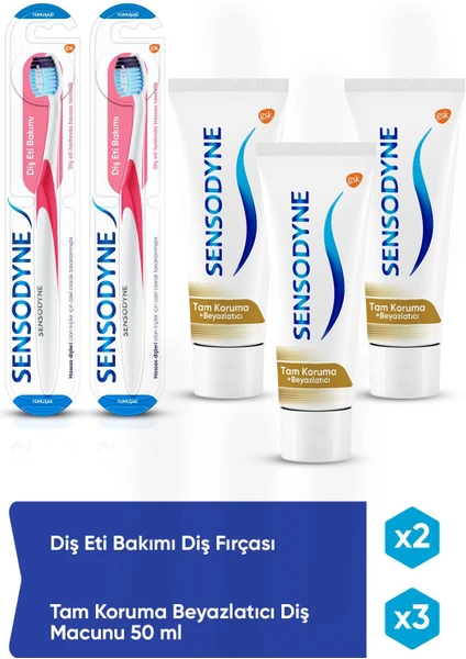 Tam Koruma Diş Macunu 50ml x3+ Diş Eti Bakımı Fırça Yumuşak x2