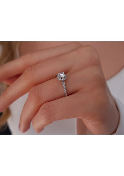 1,25 Karat Prenses Kesim Pırlanta Görünümlü Tektaş Yüzük 0423R0200 fırsatları
