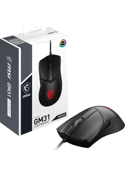 Msı Gg Clutch GM31 Lightweight Gamıng Mouse 12000 Dpı Optık Sensor Rgb LED Oyuncu Faresı