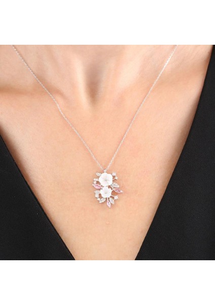 Manolya Çiçeği Pink Taşlı Bahar Senfonisi Flowers Gümüş Kolye fiyatları