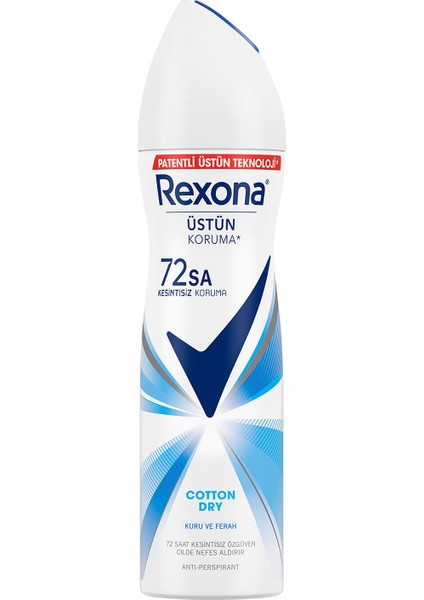 Kadın Sprey Deodorant Cotton Dry 72 Saat Kesintisiz Üstün Koruma 150 ml