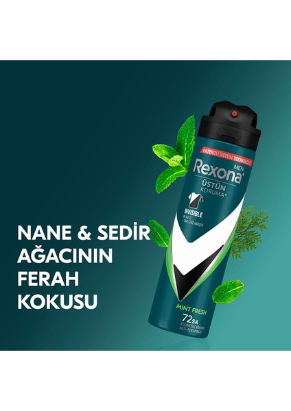 Men Erkek Sprey Deodorant Natural Fresh Mint 72 Saat Kesintisiz Üstün Koruma 150 ml