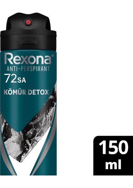 Men Erkek Sprey Deodorant Kömür Detox 72 Saat Kesintisiz Üstün Koruma 150 ml