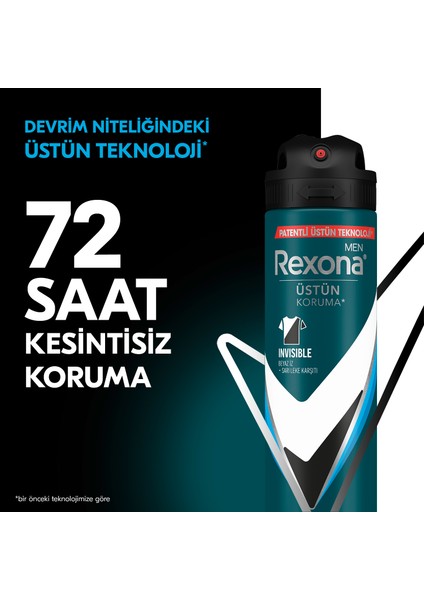 Men Erkek Sprey Deodorant Invisible Ice Fresh 72 Saat Kesintisiz Üstün Koruma 150 ml