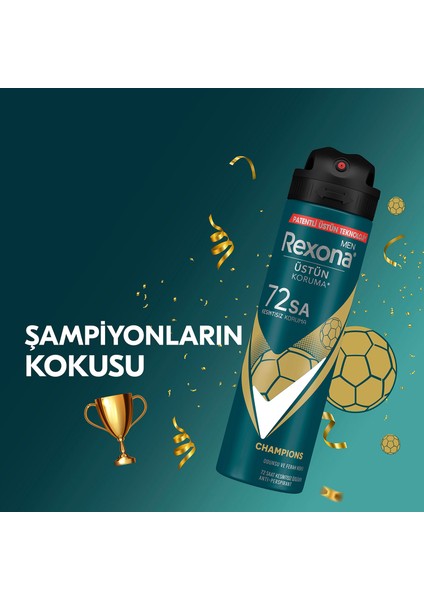 Men Erkek Sprey Deodorant Champions 72 Saat Kesintisiz Üstün Koruma 150 ml