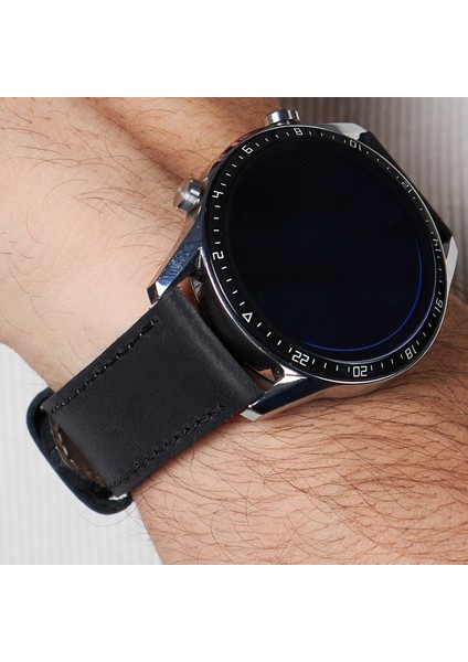 Huawei Watch Gt Gt2 E GT2E GT2PRO Gt3 Gt3 Pro Huawei Watch 4 Pro Ultimate Deri Kordon Kayış 46 22MM Siyah