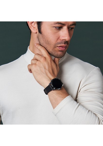 Huawei Watch Gt Gt2 E GT2E GT2PRO Gt3 Gt3 Pro Huawei Watch 4 Pro Ultimate Deri Kordon Kayış 46 22MM Siyah fırsatları