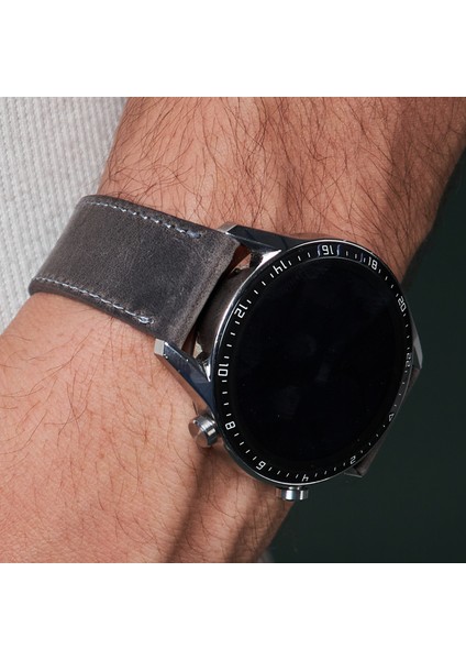 Huawei Watch Gt Gt2 E GT2E GT2PRO Gt3 Gt3 Pro Huawei Watch 4 Pro Ultimate Deri Kordon Kayış 46 22MM Gri