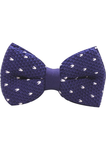 Desenli Lacivert Örgü Papyon