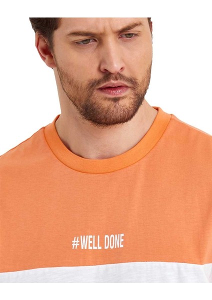 Erkek Bisiklet Yaka Blok Renkli Regular Fit Baskılı Tişört modelleri