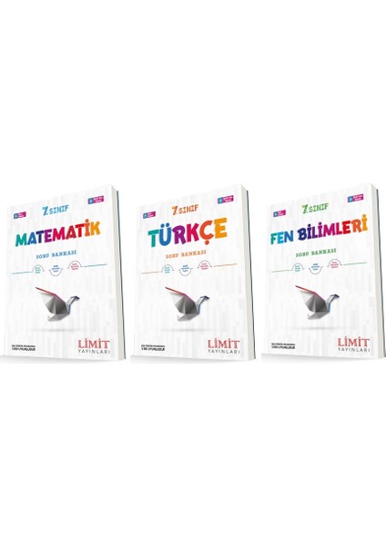 7. Sınıf Matematik - Türkçe - Fen Soru Bankası Seti 3 Kitap