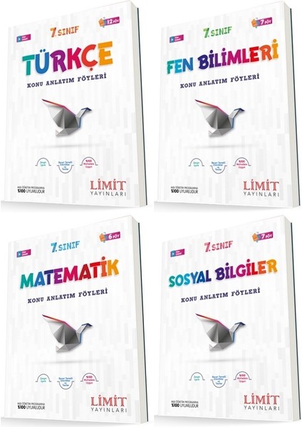 7. Sınıf Matematik - Fen - Türkçe - Sosyal Konu Seti 4 Kitap