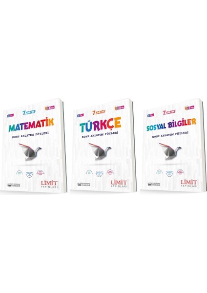 7. Sınıf Matematik - Türkçe - Fen Konu Föyleri Seti 3 Kitap