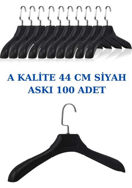 100 Adet Siyah Abs Plastik Askı Ceket Elbise Askısı Kıyafet Askısı Gömlek Askısı