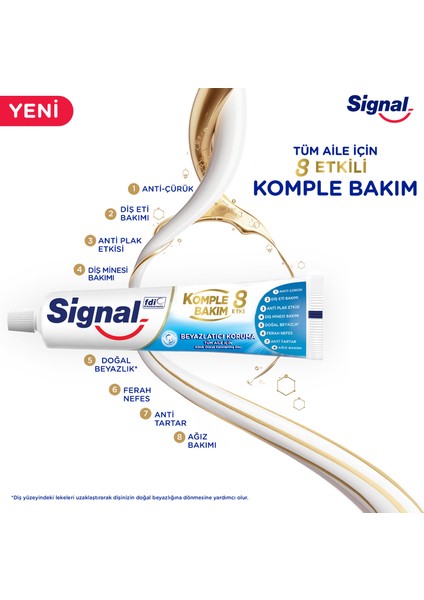 Komple Bakım 8 Diş Macunu Çürük Ferah Nefes İçin Ağız Bakım 75 ml