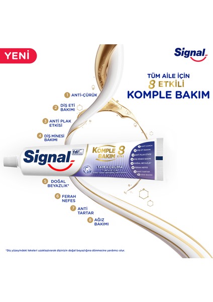 Komple Bakım 8 Diş Macunu Tam Çürük ve Diş Ferah Nefes İçin 75 ml