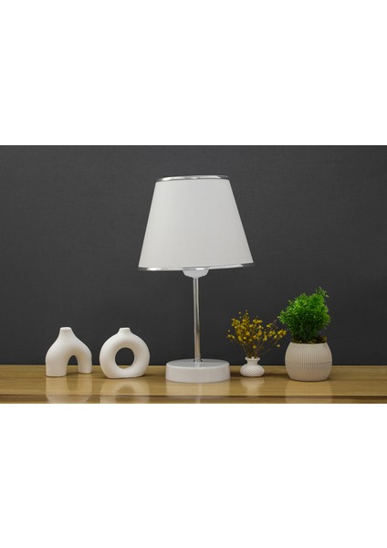 Beyaz Krom Safir Modern Abajur