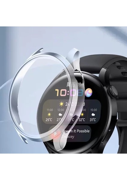 Huawei Watch 4 Pro ile Uyumlu Önü Açık Çerceve Pc Wafture Silikon Kılıf Koruma Gard Çerçeve