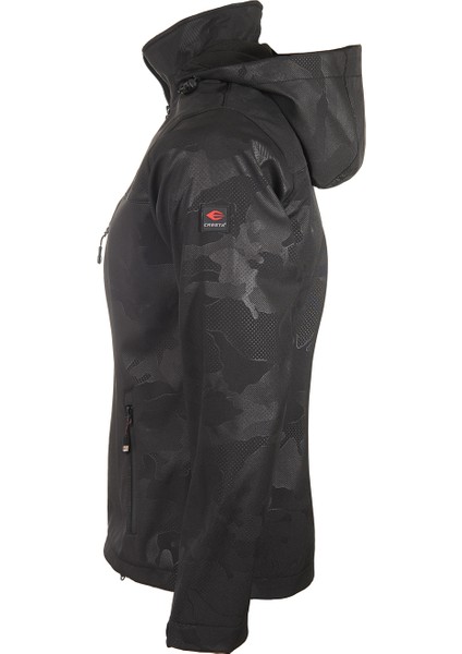 Outdoor Kamuflaj Baskılı Kapüşonlu Erkek Softshell Ceket