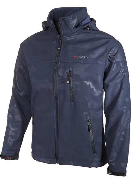 Outdoor Kamuflaj Baskılı Kapüşonlu Erkek Softshell Ceket