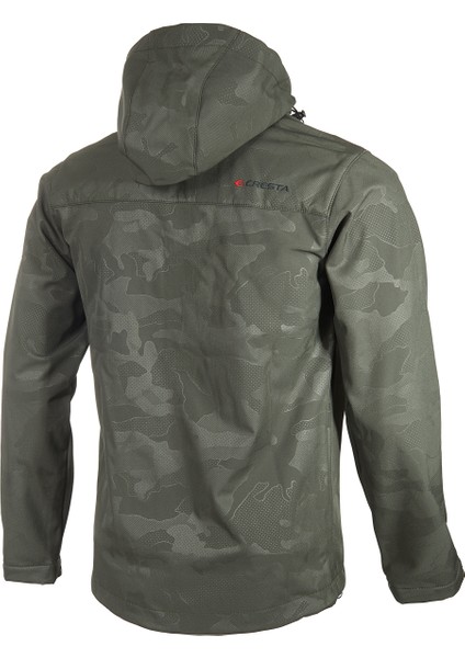 Outdoor Kamuflaj Baskılı Kapüşonlu Erkek Softshell Ceket