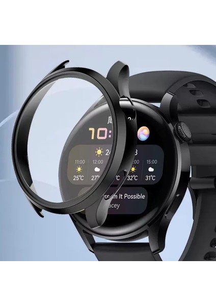 Huawei Watch 4 Pro ile Uyumlu Önü Açık Çerceve Pc Wafture Silikon Kılıf Koruma Gard Çerçeve