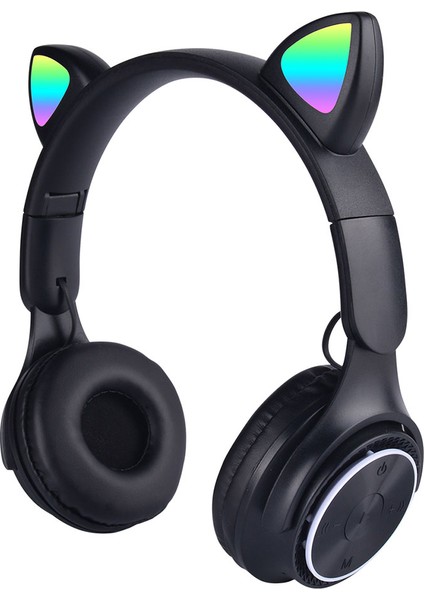 Bluetooth Kulaklık M6 Pro Cat Rgb LED Işıklı Kedi Kulağı Band Tasarımlı Ayarlanabilir ve Katlanabilir Kulak Üstü Bluetooth Kulaklık