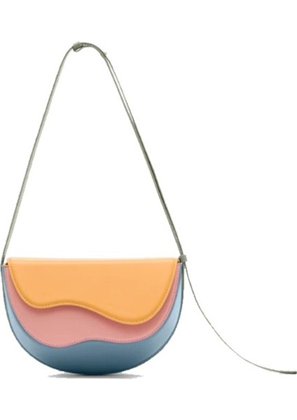 Eğri Dalga Kontrast Renk Messenger Eyer Çantası Omuz Çantası (Yurt Dışından)