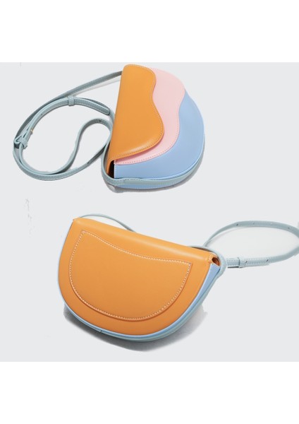 Eğri Dalga Kontrast Renk Messenger Eyer Çantası Omuz Çantası (Yurt Dışından) fiyatları