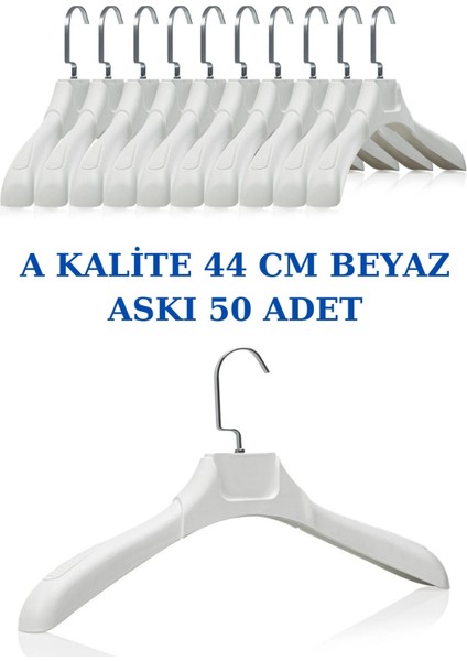 50 Adet Soft Beyaz Abs Plastik Askı Ceket Elbise Askısı Kıyafet Askısı Gömlek Askısı