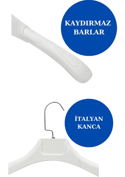 50 Adet Soft Beyaz Abs Plastik Askı Ceket Elbise Askısı Kıyafet Askısı Gömlek Askısı indirimleri