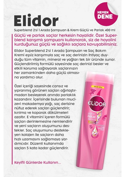 Superblend 2'si 1 Arada Şampuan & Krem Güçlü ve Parlak 400 ml fiyatları
