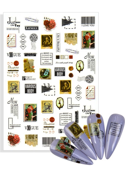 Nail Art Tırnak Süsleme Sticker, Tırnak Dövmesi, Tırnak Tattoo